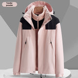 Hooded Windbreaker Unisex Fashion Colorblock Zip-up Jacket With Pockets Waterproof Outwear For Women Men Clothing