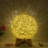 Amazon Hot Selling Creative Linen Table Lamp Novel and Unique LED Intelligent USB7 Color RGB16 Color Remote Control Rattan Ball Lamp