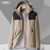 Hooded Windbreaker Unisex Fashion Colorblock Zip-up Jacket With Pockets Waterproof Outwear For Women Men Clothing