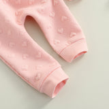 Valentine 2 Pieces Kids Suit Set Solid Color O-Neck Long Sl